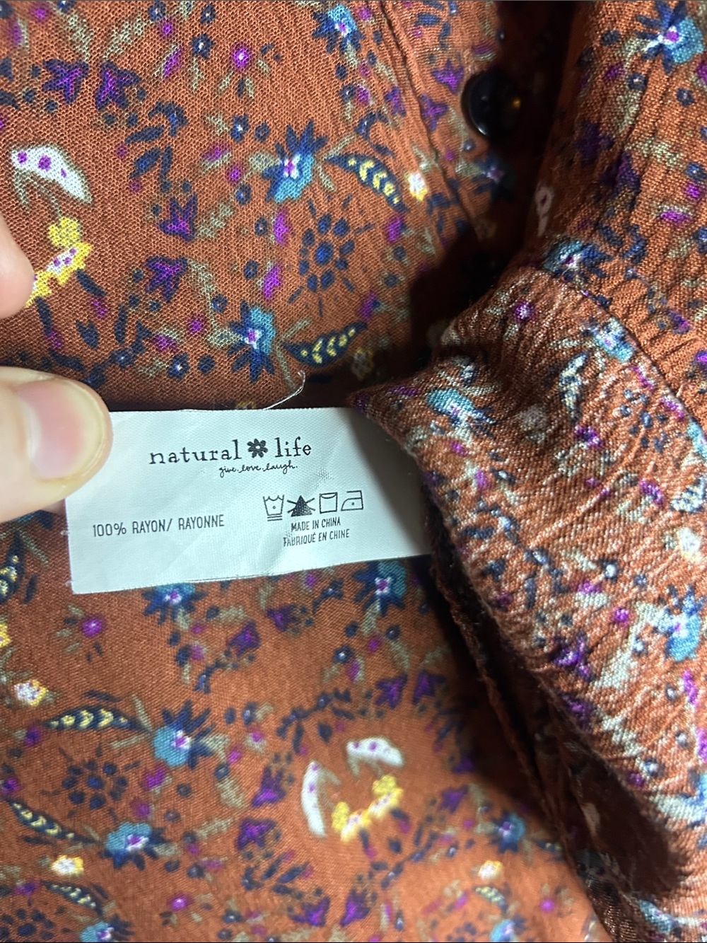 Natural Life Rust Boho Button Front Blouse - Picture 7 of 9